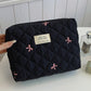 Medium Bow Embroidered Quilted Storage Bag