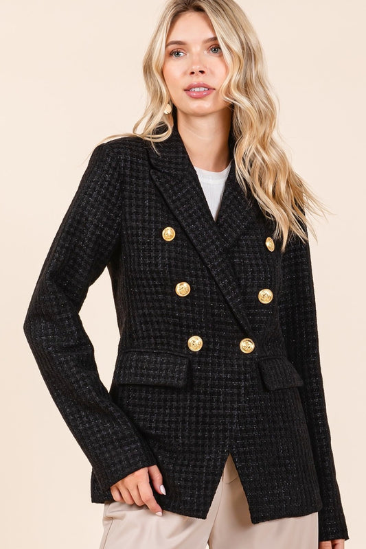 Tweed Plaid Double-Breasted Women’s Blazer