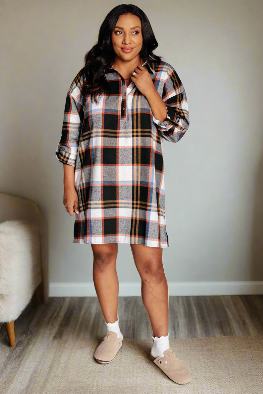 Make it Right Plaid Shirt Dress