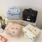 Large Bow Embroidered Quilted Storage Bag with Zip