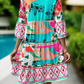 Jewels of The Jungle 3/4 Sleeve Tiered Dress