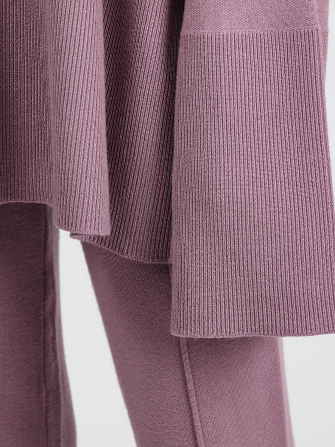 Slit Long Sleeve Top and Drawstring Pants Sweater Set