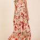 Layered Floral Sweetheart Neck Maxi Dress