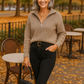 Honey Half Zip Dropped Shoulder Sweater