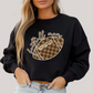 Checkered Football Mom Black Crew Sweatshirt