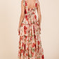 Layered Floral Sweetheart Neck Maxi Dress