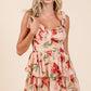 Layered Floral Sweetheart Neck Maxi Dress