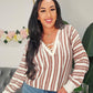 Brick House Striped Lace-Up Top