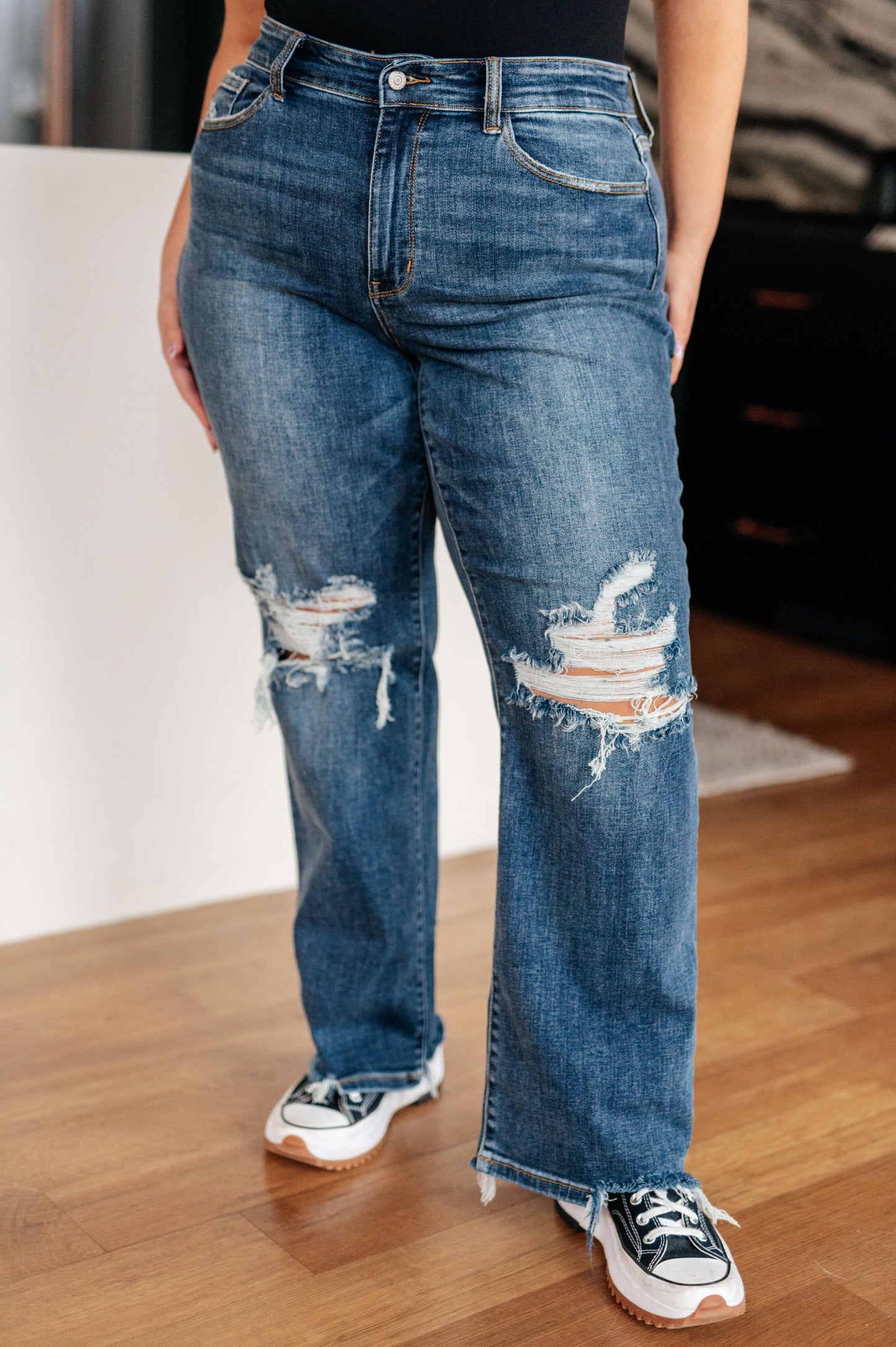High Rise 90's Straight Jeans in Dark Wash by Judy Blue