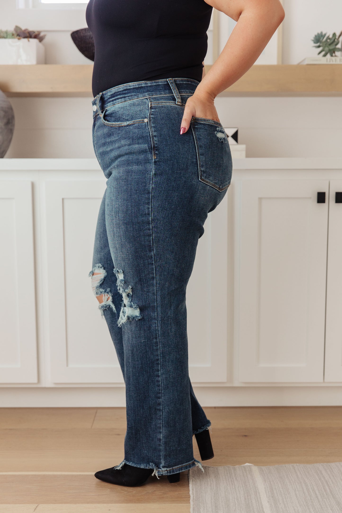 High Rise 90's Straight Jeans in Dark Wash by Judy Blue