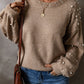 Pearl Detail Long Sleeve Sweater in Mocha