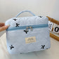 Large Bow Embroidered Quilted Storage Bag with Zip