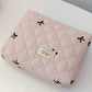 Medium Bow Embroidered Quilted Storage Bag