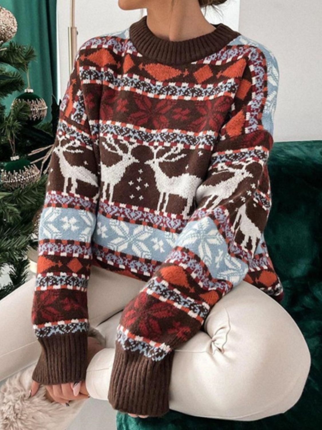 Moose Holiday Dropped Shoulder Sweater