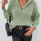 Matcha green half zip sweater with dropped shoulders – trendy women’s fall outfit