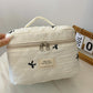 Large Bow Embroidered Quilted Storage Bag with Zip