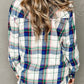 Plaid Snap Down Long Sleeve Top and Shorts Pajama Set