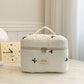 Large Bow Embroidered Quilted Storage Bag with Zip