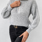Women’s Honey Half Zip Dropped Shoulder Sweater in grey – cozy fall sweater outfit