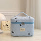 Large Bow Embroidered Quilted Storage Bag with Zip