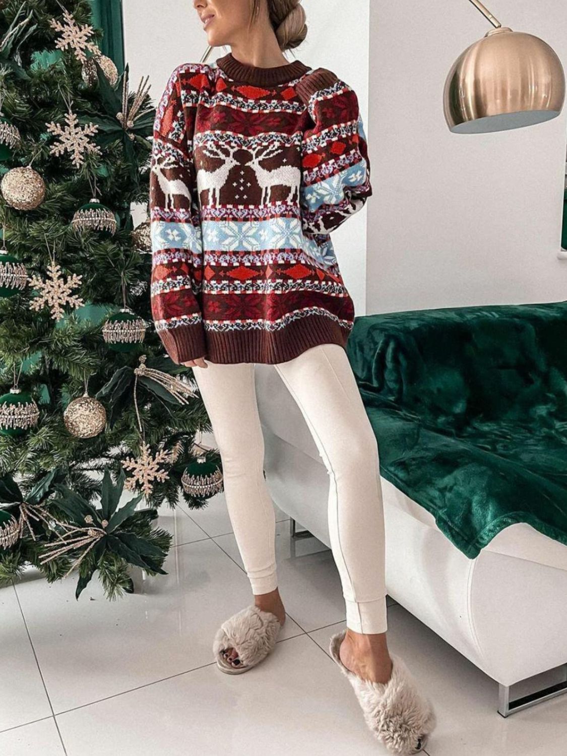 Moose Holiday Dropped Shoulder Sweater
