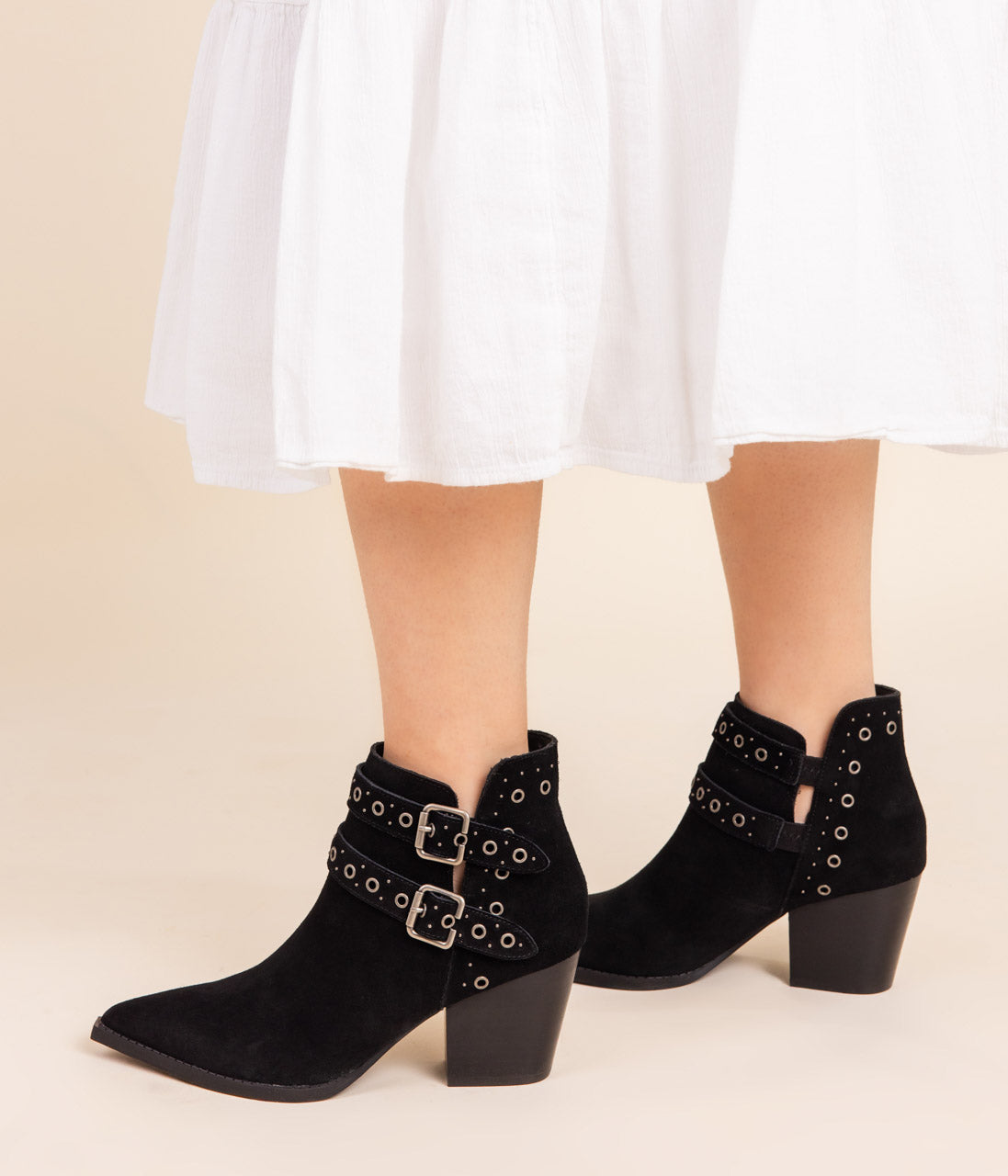 Sarah Leather Ankle Boot in Black
