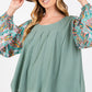 Turquoise Water Bubble Sleeve Top