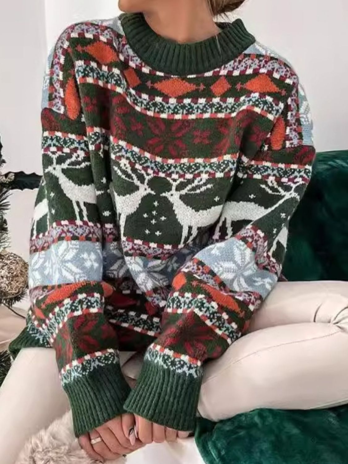 Moose Holiday Dropped Shoulder Sweater