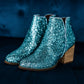 In My Feels Glitter Booties in Blue