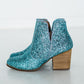 In My Feels Glitter Booties in Blue