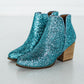 In My Feels Glitter Booties in Blue
