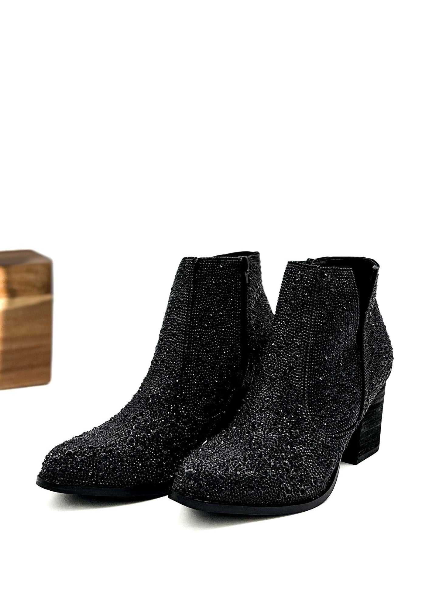 Rhinestone Bootie in Black