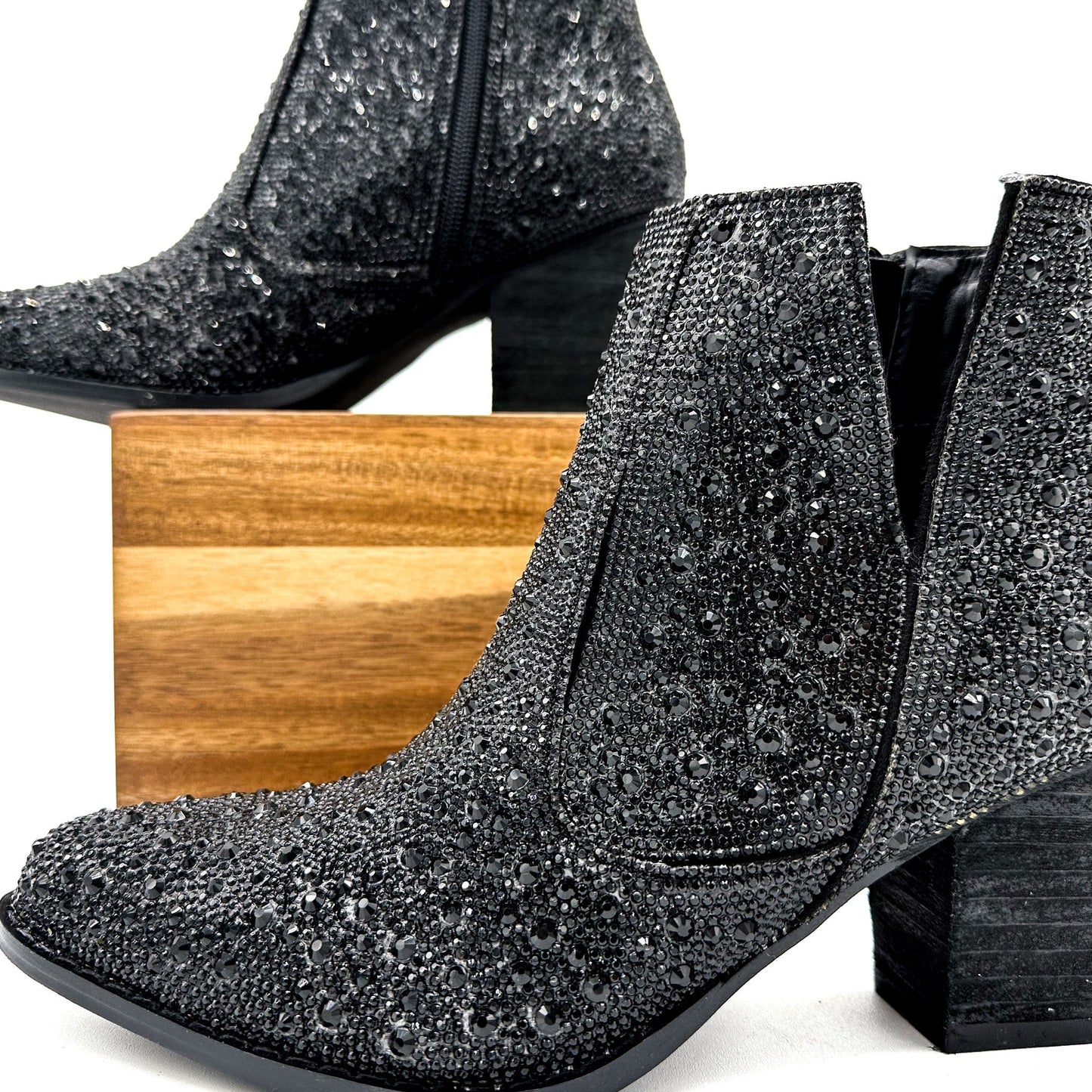 Rhinestone Bootie in Black