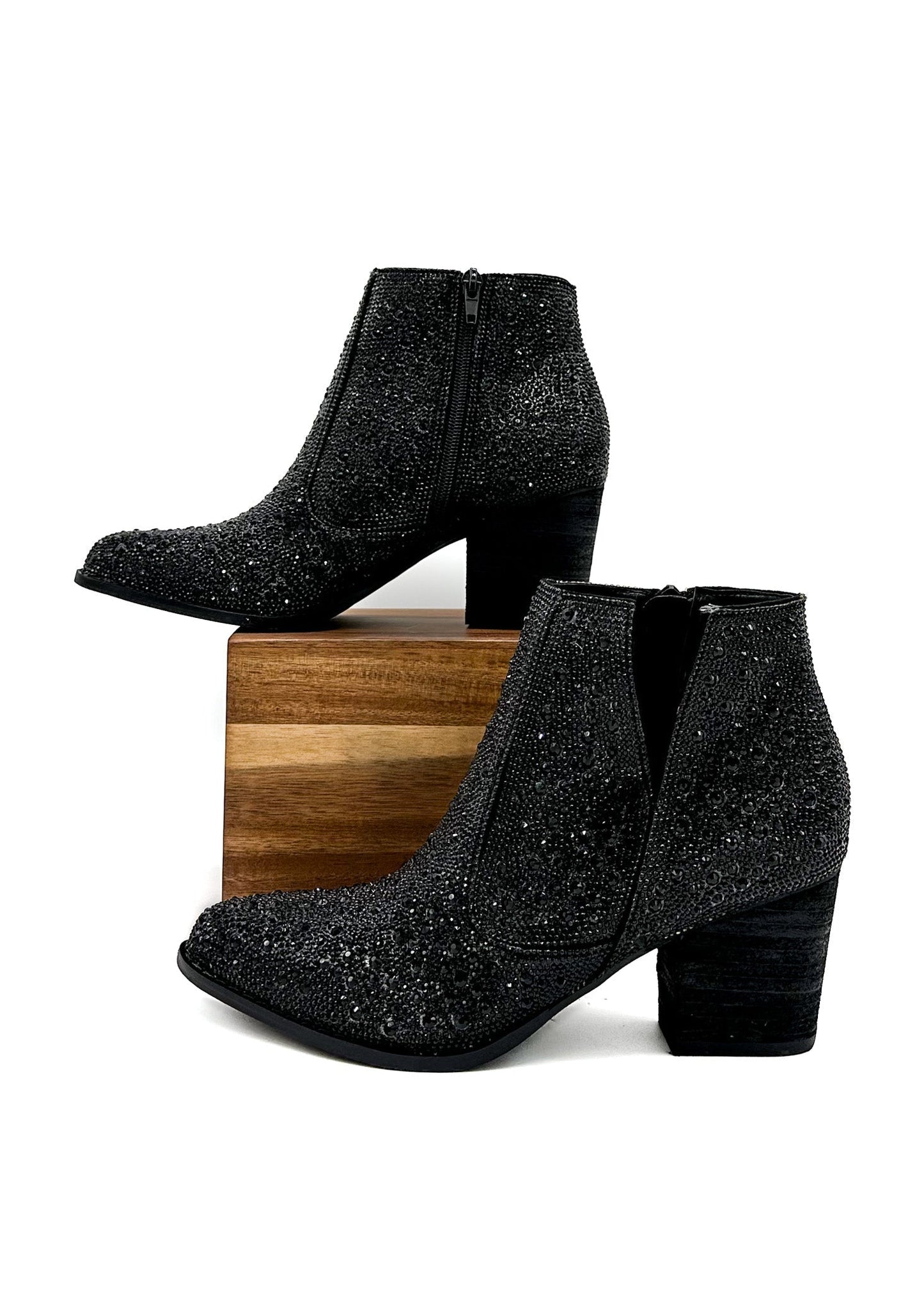 Rhinestone Bootie in Black